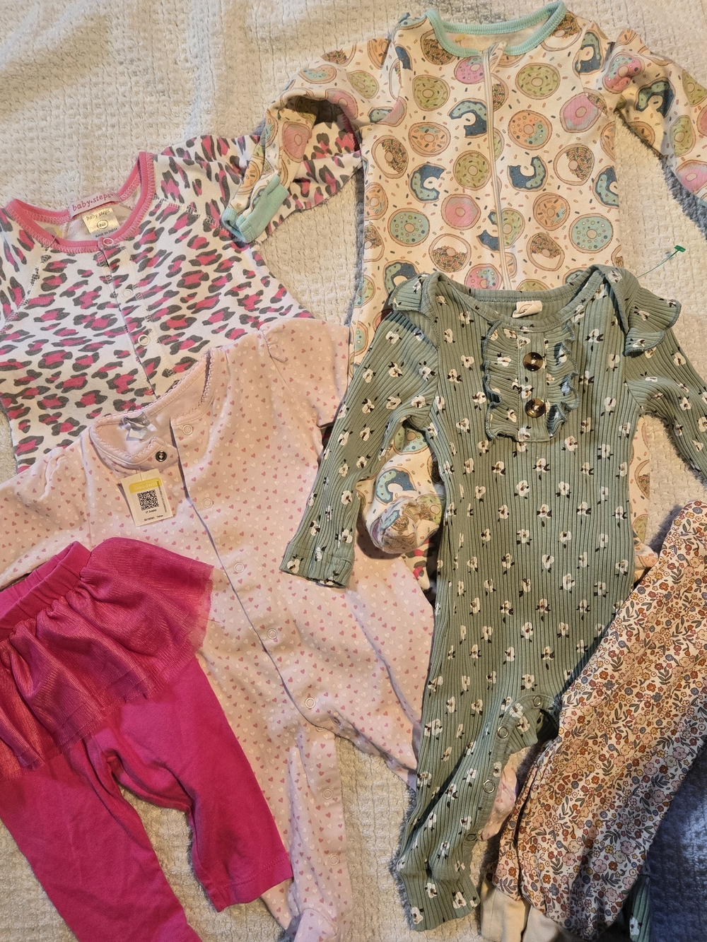 Assorted Baby Girls Sleepwear Set - Pink, Green, Cream 0-3mo